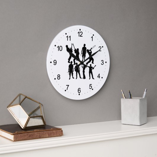 Musiker Silhouette der Musiker Wall Large Clock Große Wanduhr (Büro)