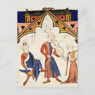 Musiker spielen eine Viola und Tambourine Postkarte