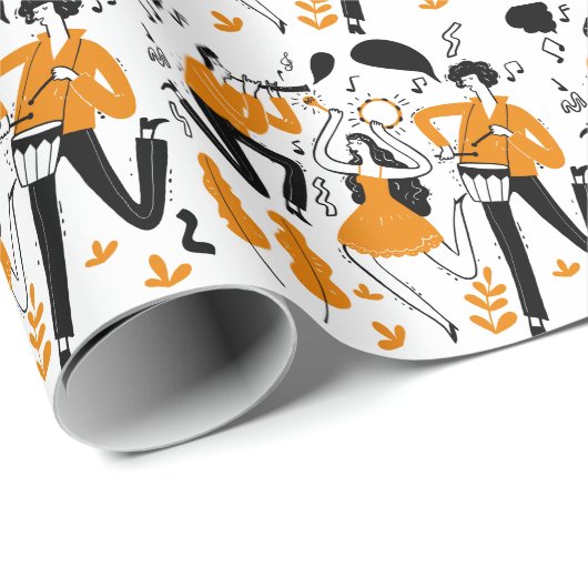 Musiker spielen Musik Wrapping Paper Geschenkpapier (Rolleneckpunkt)
