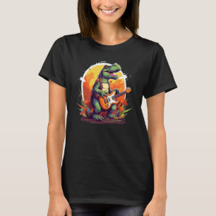 Musiker T-Rex-Dinosaurier mit elektrischer Gitarre T-Shirt