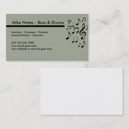 Musiker und Komponist Visitenkarte (Vorne/Hinten)