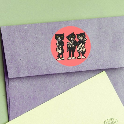 Musiker Vintag Black Cats Runder Aufkleber