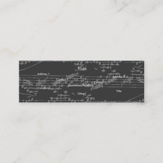 Musiker Vintag Grau Notes Brit Guitar Mini Visitenkarte (Vorderseite)