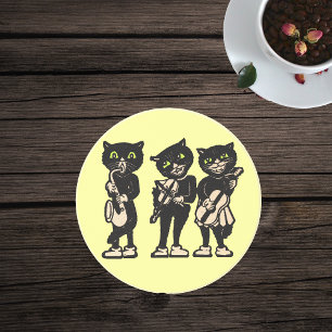 Musiker Vintage Schwarze Katzen Sandstein Untersetzer