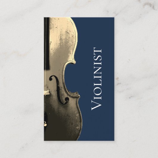 Musiker Violin Performer QR-Code Navy Blue Visitenkarte (Vorderseite)