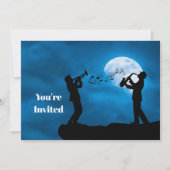 Musiker Vollmond Silhouette Geburtstag Einladung (Vorderseite)