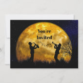 Musiker Vollmond Wasserfarbe Geburtstag Einladung (Vorderseite)