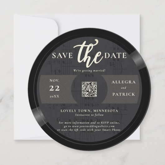 Musiker Wedding Save the Date QR Code Foto Vinyl (Vorderseite)