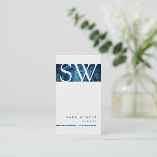 Musikerfähigkeiten Musiknoten Streifen Bold Monogr Visitenkarte (Stehend Vorderseite)