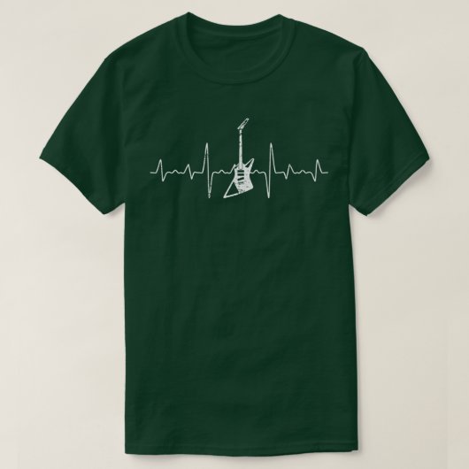 Musikergeschenk Heartbeat Bass Gitarre T-Shirt (Design vorne)