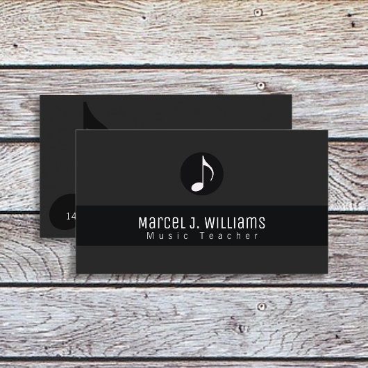 Musikerin Black Business Card mit Musiknote Visitenkarte