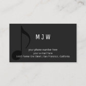 Musikerin Black Business Card mit Musiknote Visitenkarte (Rückseite)