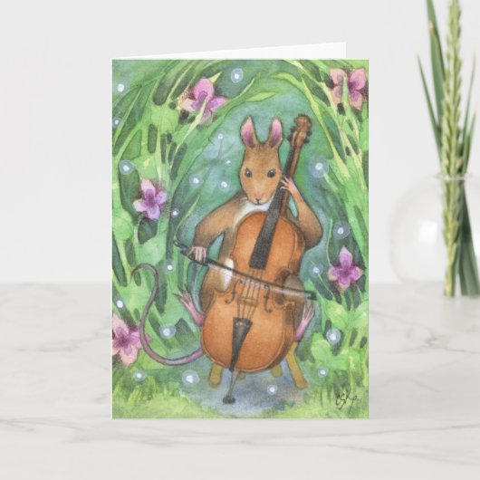 Musikerin Maus Cello Niedlich Illustration Karte (Vorderseite)
