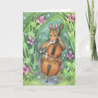 Musikerin Maus Cello Niedlich Illustration Karte