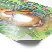 Musikerin Mouse Viola Niedlich Illustration Fotodruck (Ecke)