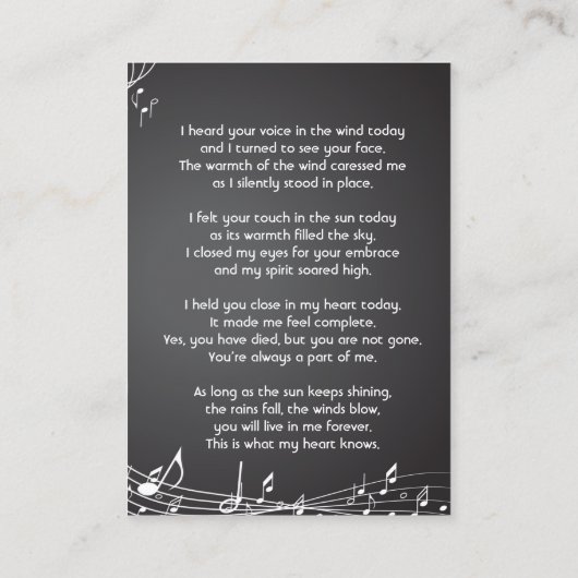 Musikerinnerungswille für die digitale Brieftasche Visitenkarte (Rückseite)