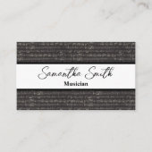 Musikerlehrer in Schwarzweiß-Musiknote Visitenkarte (Vorderseite)