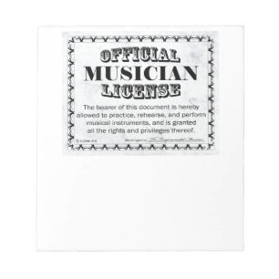 Musikerlizenz Notizblock