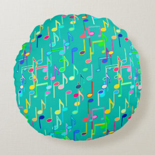 Musikermerinnendrucke - Türkis, mehrfarbig Rundes Kissen