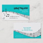 Musikermusik pentagram türkis, weiß schwarz visitenkarte (Vorne/Hinten)