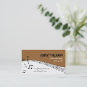 Musikermusik Pentagramm hellbraun, weiß, schwarz Visitenkarte (Stehend Vorderseite)