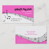 Musikermusik pentagramm rosa, weiß, schwarz visitenkarte (Vorne/Hinten)