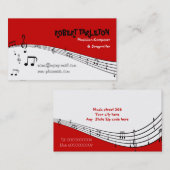 Musikermusik Pentagramm rot, weiß, schwarz Visitenkarte (Vorne/Hinten)