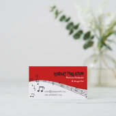 Musikermusik Pentagramm rot, weiß, schwarz Visitenkarte (Stehend Vorderseite)