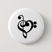 Musikermusikherz - Treble Bass Clef Button (Vorderseite)