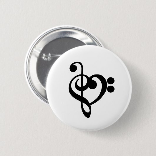 Musikermusikherz - Treble Bass Clef Button (Vorne & Hinten)