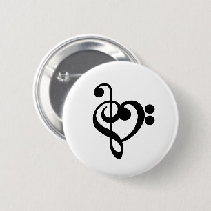 Musikermusikherz - Treble Bass Clef Button