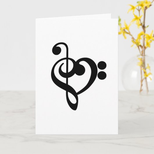 Musikermusikherz - Treble Bass Clef Karte (Gelbe Blume)