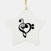 Musikermusikherz - Treble Bass Clef Keramik Ornament (Hinten)