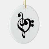 Musikermusikherz - Treble Bass Clef Keramik Ornament (Rechts)