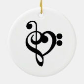 Musikermusikherz - Treble Bass Clef Keramik Ornament (Hinten)