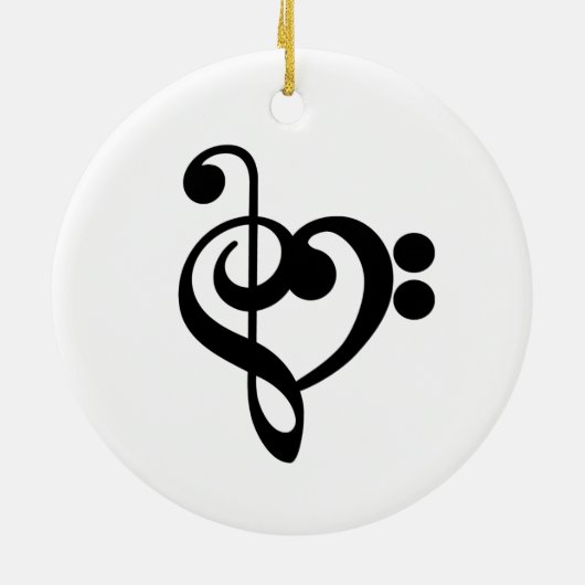 Musikermusikherz - Treble Bass Clef Keramik Ornament (Hinten)