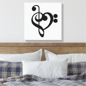 Musikermusikherz - Treble Bass Clef Leinwanddruck (Insitu (Schlafzimmer))