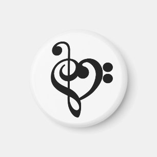Musikermusikherz - Treble Bass Clef Magnet