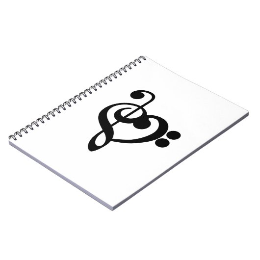 Musikermusikherz - Treble Bass Clef Notizblock (Linke Seite)