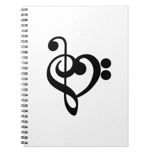 Musikermusikherz - Treble Bass Clef Notizblock