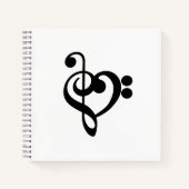 Musikermusikherz - Treble Bass Clef Notizblock (Vorderseite)