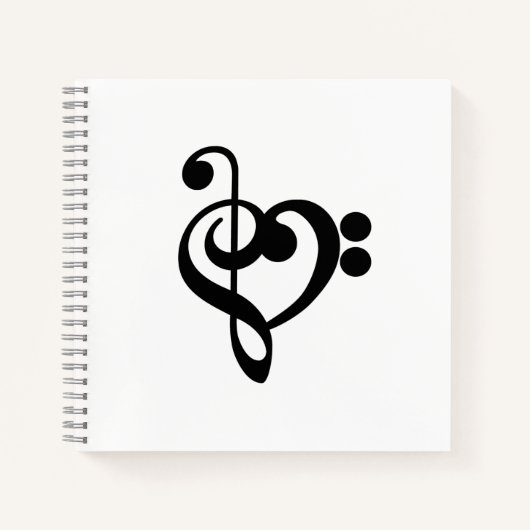 Musikermusikherz - Treble Bass Clef Notizblock (Vorderseite)