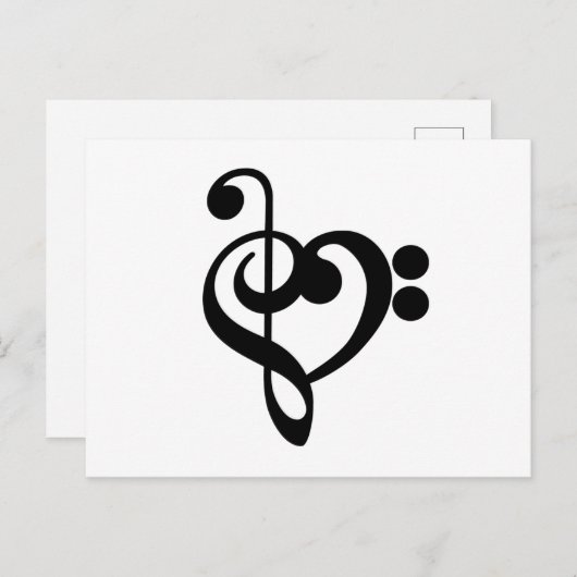 Musikermusikherz - Treble Bass Clef Postkarte (Vorne/Hinten)