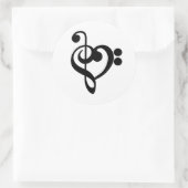 Musikermusikherz - Treble Bass Clef Runder Aufkleber (Tasche)