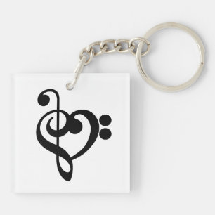 Musikermusikherz - Treble Bass Clef Schlüsselanhänger