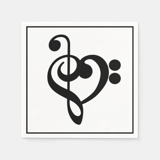 Musikermusikherz - Treble Bass Clef Serviette (Vorderseite)