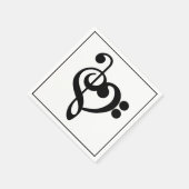 Musikermusikherz - Treble Bass Clef Serviette (Ecke)
