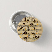 Musikernoten und Kätzchen Button (Vorne & Hinten)