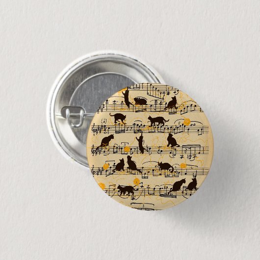 Musikernoten und Kätzchen Button (Vorne & Hinten)