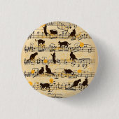 Musikernoten und Kätzchen Button (Vorderseite)